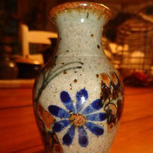 Pottery Vase Floral Glazed Earth Tones